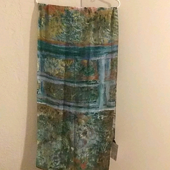 Monet Bridge and Water Lillies Scarf - Picture 1 of 4